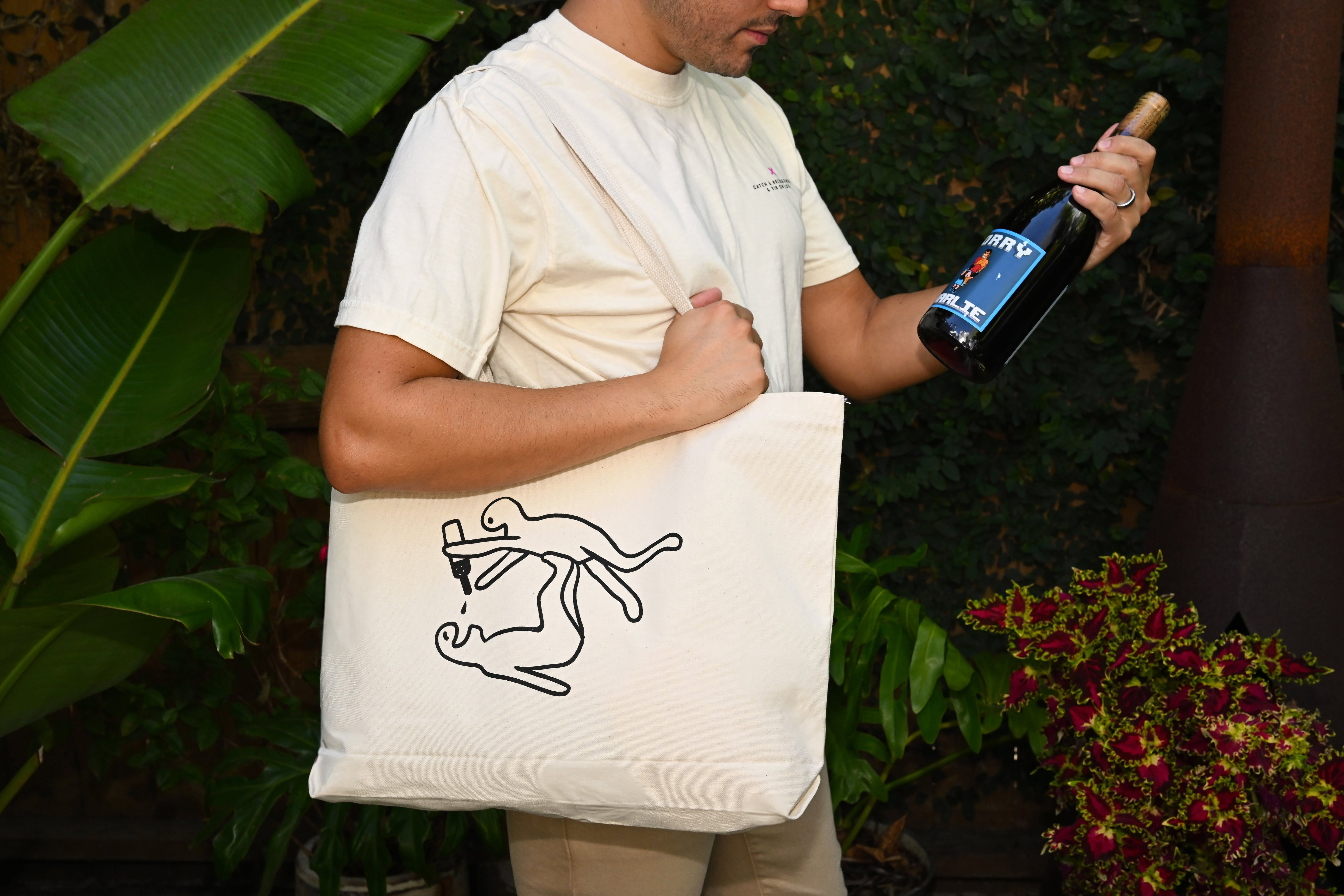 Vin on Rose Canvas Tote
